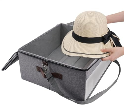 Hut -Aufbewahrungsbox, Reise -Hut -Trägerfall - Großkapazität Cowboy -Hut -Aufbewahrungstasche,Tragbare Cap Organizer -Tasche mit Deckel für Freundin, Freundin, Schwester, Tochter