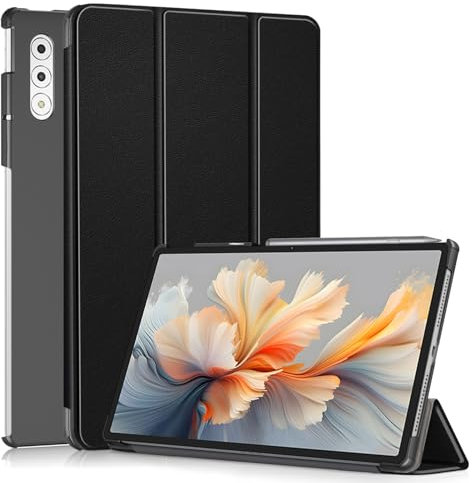 MGUEIAO Compatibile con Lenovo Yoga Tab Plus 12.7 inch per Custodia,Custodia per Telefono in Pelle PU Ultrasottile con Funzione di Supporto con tre Supporti Pieghevoli-Nero
