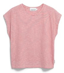 ARMEDANGELS Damen T-Shirt aus Bio-Baumwolle ONELIAA Lovely Stripes Loose Fit Oatmilk-Coral Blush