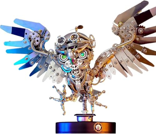 3D Metall Puzzle, 700 + PCS LED Eule Modell Steampunk, Herstellung für Erwachsene Teens zum Bauen, DIY Dekoration Sammlung Kunst Kreative Geschenke für Männer/Frauen