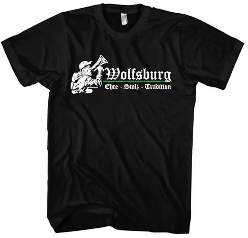 Wolfsburg Ehre und Stolz Herren T-Shirt | Fussball Ultra Skyline Trikot Fanartikel Sport Shirt | M3 Schwarz (S)