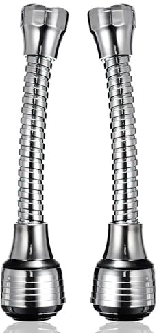 2 pezzi prolunga rubinetto girevole a 360°, rubinetto flessibile in metallo, tubo di prolunga girevole per lavandino, cucina, bagno, rubinetto per lavello e lavabo