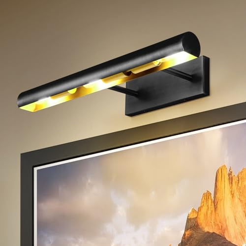 PIOUTNF Modern Bilderleuchte Schwarz,Spiegelleuchte Bad 45.7CM Innen Wandleuchte, Badezimmer Spiegellampe, Bildbeleuchtung für Schlafzimmer, Wohnzimmer, Wand, Dartscheibe, Spiegel
