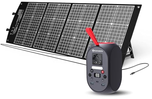 ELECAENTA SG120 Tragbare Powerstation 99Wh LiFePO4-Akku mit 120W Solar Ladegerät, 120W Solar Generatoren mit PD 30W/AC/DC Ausgabe Back-up-Akku für Outdoor Camping und Notfälle