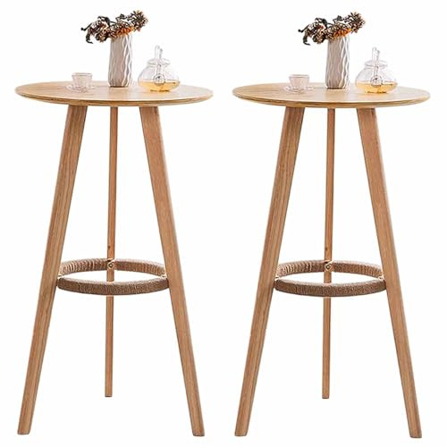 Esstisch mit Thekenhöhe, kleine Cocktailtische, hoher Beistelltisch, runder Bistrotisch, Bartische aus Holz, 60x60x103cm, runde Platte