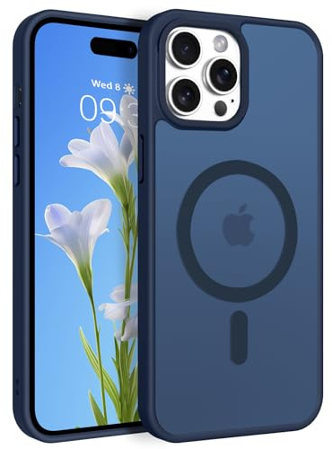 ROUMAYMAY Coque pour iPhone 12 Pro Max, Magnétique Fort [Compatible avec MagSafe] Mat Lisse Translucide Protection de Qualité Fine Mate Coque de Téléphone Aimanté pour iPhone 12 Pro Max Bleu