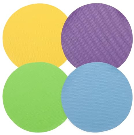 sourcing map 4pcs Silicone Jar Opener Pads, 12.5cm/5 Texture Can Opener Multipurpose Round Bottle Lid Opener Non-Slip Coasters for Weak Hands Seniors Children, Blue/Purple/Yellow/Green