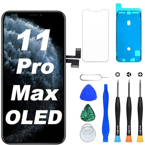 DIGI4U OLED Display für iPhone 11 Pro Max, 6,5 Zoll Bildschirm Ersatz COF Full HD True Tone, Nicht LCD, mit Reparaturset, Displayschutzfolie und wasserfestem Kleber