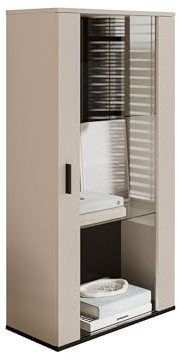 Mirjan24 Hängevitrine Soho S2, Vitrine Glasvitrine, Vitrinenschrank, Stauraumvitrine, Wohnzimmer, Highboard, Schrank (Cashmere + Schwarz, ohne Beleuchtung)