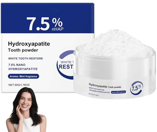 7.5% Hydroxylapatit Zahnpulver für weiße Zähne, Zahnschmelzschutz,Hydroxylapatit Teeth Whitening Powder zur Zahnaufhellung, Zahnstärkung Zahnschmelz, Bleaching Zähne gegen Zahnverfärbungen