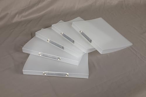 5x Ringbuch Set, 2-Ring-Mechanik, A4 Ringmappe Rückenbreite 2,5cm Ringhefter Aus Robusten Kunststoff, für Schule, Büro und Freizeit (Transparent)