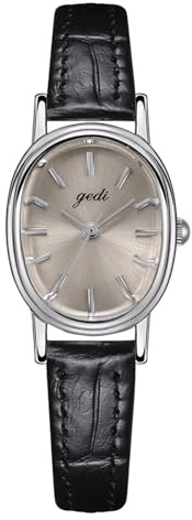 Zeruye Elegante Oval Gold Uhren für Frauen Luxus Analog Quarz Armbanduhr für Damen mit Echtleder Band