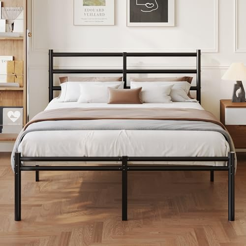 Yicensen King Size Bed Frame with Headboard and Footboard | 5ft Metal Platform Bed Frame, 36 cm High, Modern Style, Under Bed Storage, Noise Free, Easy Assembly, Black