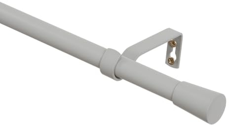 RENA Gardinenstange Vorhangstange - Einzelrute - 320 cm 19 mm Metall - Komplettes Set- Hellgrau