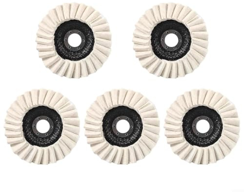 5-Pack Wool Felt Flap Polishing Discs for Angle Grinders, Buffing Pad for Car Waxing, Furniture & Stainless Steel Restoration(125MM/5IN)