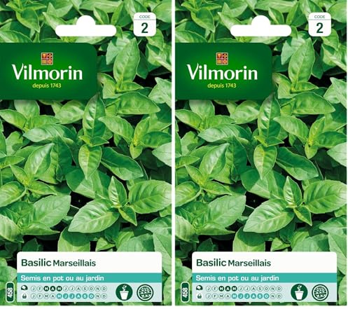 Vilmorin 5873246 Pack de Graines Basilic Marseillais Extrêmement Parfumé (Lot de 2)