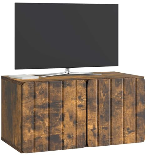 vidaXL Wandmontierter TV-Schrank Geräucherte Eiche 59,5 x 31 x 30 cm, Wohzimmer, rechteckiger, moderner Wandschrank, stylischer TV-Ständer, viel Stauraum für Dein Zuhause