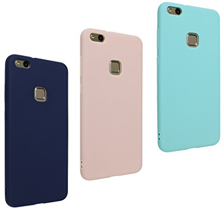 Asnlove Huawei P10 Lite Hülle Dünn Silikon 3 Pack Candy Case Handy Schutzhülle für Huawei P10 Lite TPU Silikon Backcover Case Handytasche Telefon-Kasten Tasche Schutz Cover Design Blau/Grün/Rosa
