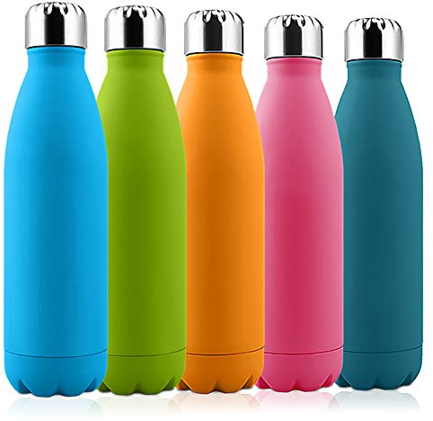 Trinkflasche Edelstahl Wasserflasche,Solocil 500ml Vakuum-isolierte Trinkflasche Pulverlackierung Kratzfestigkeit 24Std Kühlen&12 Std Warmhalten BPA frei für Camping,Wandern,Reisen,Yoga,Auto und Büro