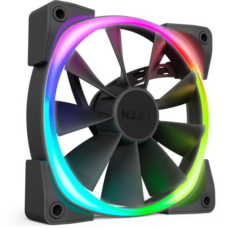 NZXT AER RGB 2-140 mm - Personalizaciones de iluminación avanzadas - Puntas de aleta - Rodamiento dinámico fluido - Ventilador LED RGB PWM para Hue 2 - Individual (HUE2 controlador de iluminación no