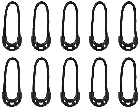 FILFEEL Zipper Pulls Cord 10Pcs/Bag Black Small Lariat Rope for Outdoor Travel Clothing Backpack Accessory