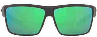 Costa Del Mar Rinconcito Rechteckige Sonnenbrille für Herren, Mattgrau/grün verspiegelt, polarisiert, 580 g.,