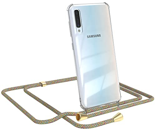 EAZY CASE Handykette kompatibel mit Samsung Galaxy A50 / A30s / A50s Handyhülle mit Umhängeband, Handykordel mit Schutzhülle, Silikonhülle, Hülle mit Band, Stylische Kette für Smartphone, Rainbow