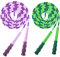 MoKo Springseil, 2 Stück, aus TPU, verstellbar, Skipping Rope verstellbar, mit rutschfestem Griff, für Herren und Damen, Training, Geschwindigkeit, Fitness – Grün Violett