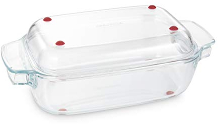 Tescoma GrandCHEF Bräter 34x19 cm aus Borosilikatglas | Premium Hitzebeständigkeit | Schutz durch Silikon-Füße | Ergonomische Griffe | Vielseitig & Spülmaschinengeeignet