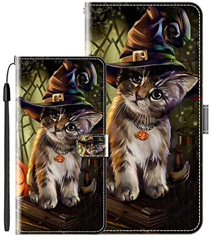 vingarshern Klapphüllen für LG Q7 Schutzhülle Mit Magnetverschluss Flip Etui Lederhülle Handytasche LG Q7 Hülle Klappbares Leder Brieftasche,Katze Muster-3