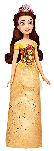 Disney Prinzessin Schimmerglanz Belle Puppe, Modepuppe mit Rock und Accessoires, für Kinder ab 3 Jahren
