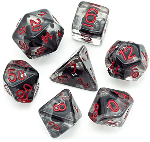 Cusdie Polyedrisches Würfel-Set mit 7 Würfeln, gefüllt mit Tier, Fledermaus-Würfel für Halloween, Rollenspiel, Dungeons and Dragons, D&D-Würfel (Fledermaus)