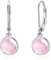 Rosenquarz Creolen Ohrringe Silber 925 Rosenquaraz Leverback Ohrringe 6mm Rund Ohrringe Tropfen Rosenquarz Stein Ohrringe Kleine Creolen für Damen Mutter Tochter Kinder