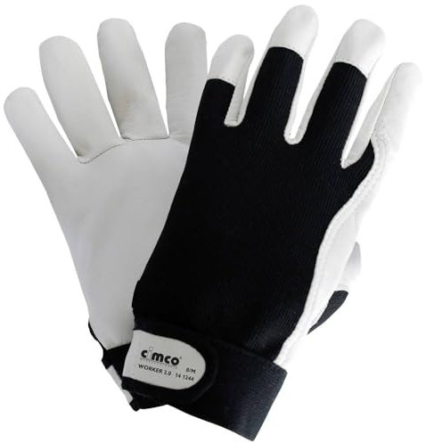 Cimco Worker 2.0 schwarz/weiß 141247 Arbeitshandschuhe Nappaleder Größe: 11, XXL EN 388 1 Paar