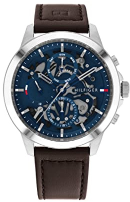 Tommy Hilfiger Analoge Multifunktions-Quarzuhr für Herren mit Edelstahl- oder Lederarmband
