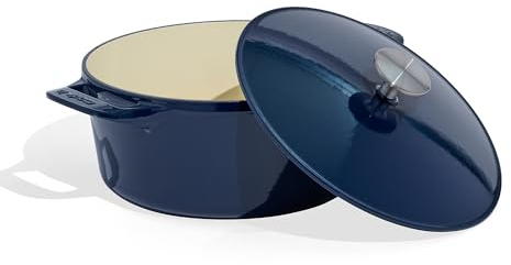 Made In Cookware - Cocotte 5,2 L - Bleu - Fonte émaillée - Rétention de chaleur et durabilité exceptionnelles - Batterie de cuisine professionnelle - Fabriqué en France - Compatible induction
