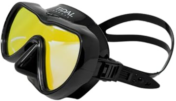 Tidal Mask - Advanced Anti Fog Diving Mask for Scuba Diving, Snorkeling, and Free Diving. Wide-Angle Single Lens. Best Anti Fog Scuba Mask, Snorkel Mask, Dive Mask for Adults. (Black/Tinted Lens).
