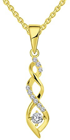 JO WISDOM Damen Halskette Sterling Silber 925,Kette Anhänger Unendlichkeit Infinity mit 3A Zirkonia mit Gelb Vergoldet,Schmuck für Frauen
