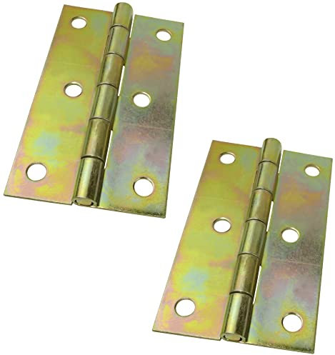 AERZETIX - C58720 - Juego de 2 bisagras universales 70x43x1mm con 6 agujeros redondos - para puertas, armarios, muebles, alacena, caja de joyas, cofre de almacenamiento - en acero galvanizado