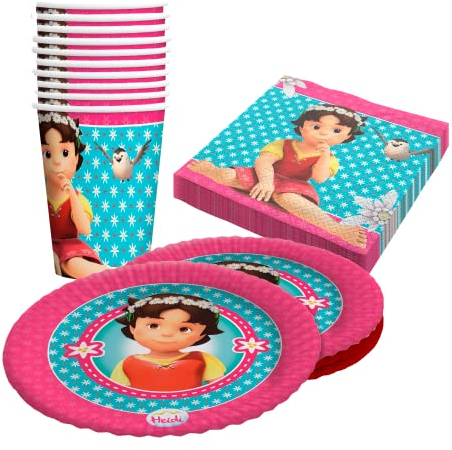 Party Factory `Heidi´ 40-teiliges Party Set mit 10 Bechern 250ml, 10 Tellern Ø 23cm und 20 Servietten 33x33cm, Partygeschirr für Geburtstag und Mottoparty