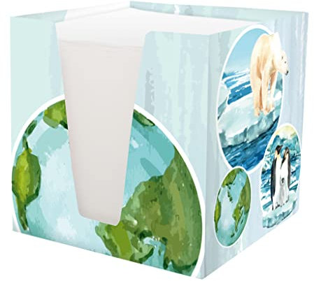 RNKVERLAG 46799 - Notizklotz World mit 900 Blatt, 92 x 92 x 92 mm, 1 Stück