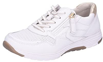 Gabor Damen Low-Top Sneaker, Frauen Halbschuhe,Wechselfußbett,Laufschuhe,straßenschuhe,Strassenschuhe,Weiss/Platino(Gold),40 EU / 6.5 UK