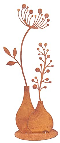 Storm's Gartenzaubereien Gartendeko Rost als Vase mit Metallblumen in Rostoptik zum Stellen 50cm als Tischdeko