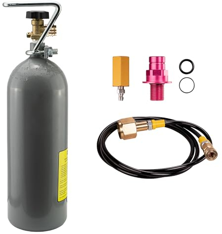 SPRUDELUX® | CO2 Adapter-Hochdruckschlauch für Sodastream DUO QUICK CONNECT QC | Für Anschluss an grössere CO2 Flaschen, Kohlensäureflasche | Wassersprudler CO2 Schlauch | (DUO + CO2 Flasche)