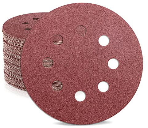 ZEHIQ Schleifpapier 125mm Klett 120 Körnung, 50 Stück 8 Loch Rund Schleifpapier, 8 Loch Schleifscheiben, Aluminiumoxid Schleifpapier, Rund Schleifpads für Exzenterschleifer