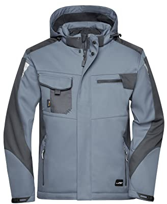 James & Nicholson Workwear Winter Softshell Jacke - Hochfunktionelle Softshelljacke mit warmem Innenfutter | Farbe: carbon/black | Grösse: L