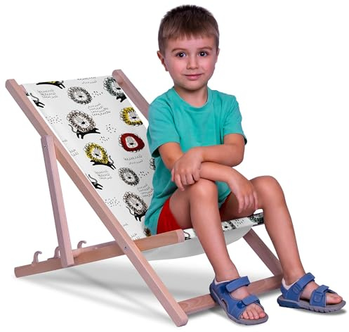 DreamRoots Kinder Liegestuhl Outdoor, Klappbarer Gartenstuhl für Draußen, Faltbarer Campingstuhl mit Waschbarem Bezug aus 100% Polyester bis zu 130 kg