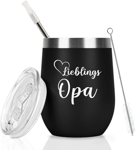 Livole Geschenk für Opa, Papa, Großeltern - Lieblings Opa 350ml Camping Becher Thermo, Kaffeebecher to Go Mit Deckel - Weihnachtsgeschenke für Großvater