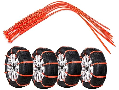 Areyourshop Universelle Einstellbare Schneeketten 40 PCS für Auto, Sand, Schnee, Schlamm - Notfall-Traktion Orange Set