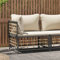 Homgoday Garten-Ecksofa mit Beige Kissen Poly Rattan Modular Ecksofa Gartensofa Sofa Lounge Gartenmöbel Einzelsofa Loungesofa Sessel Ecksessel Balkon Terrasse Garten